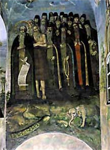 Image -- Fresco The Righteous Entering Paradise at the Trinity Church of the Kyivan Cave Monastery (Kyivan Cave Monastery Icon Painting Studio, 1730-40).