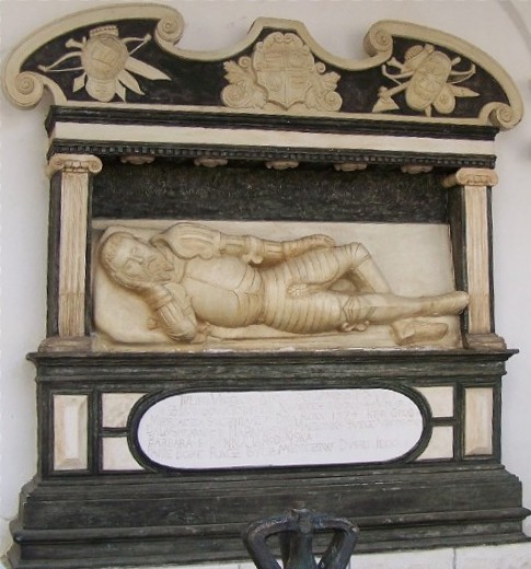 Image -- A copy of the Renaissance-style tomb of O. Lahodovsky in Univ, Lviv oblast (the original 1573 tomb is preserved in the Olesko castle).