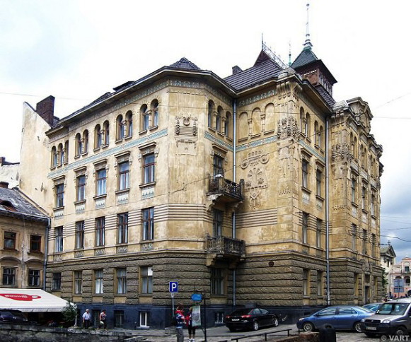 Image -- The former Dnister Insurance Company building in Lviv designed by Ivan Levynsky.