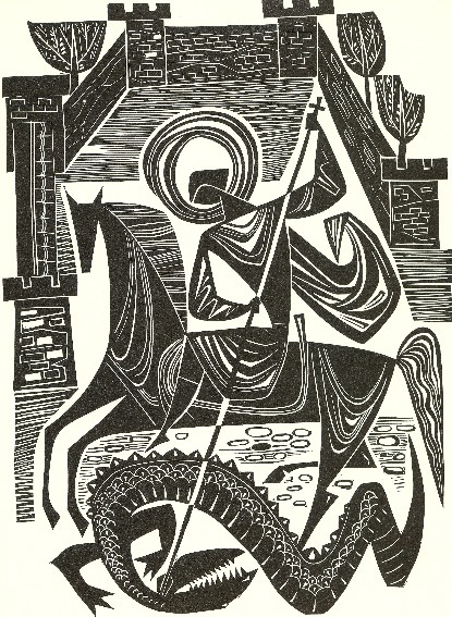 Image -- Myron Levytsky: Saint George (engraving) (1976).