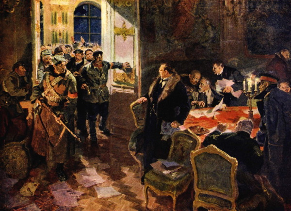 Image -- Oleksandr Lopukhov: The Arrest of the Provisional Government (1957).