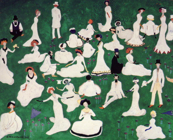 Image -- Kazimir Malevich: Leisure of a High Society (1908).