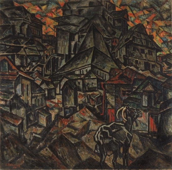 Image -- Abram Manevich: Destruction of Ghetto (1919).