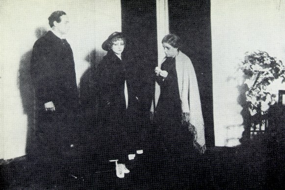 Image -- A scene from the Molodyi Teatr production of Volodymyr Vynnychenko's The Black Panther and the White Bear (1918).