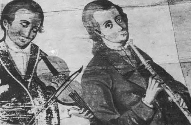 Image -- A mural depicting musicians (Ukraine; 18th century).