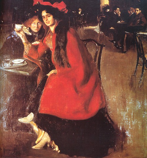 Image -- Oleksander Murashko: At a Cafe (1902).