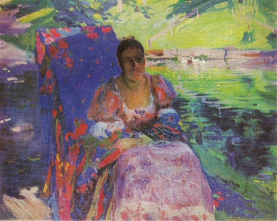 Image -- Oleksander Murashko: By the Pond (1913).