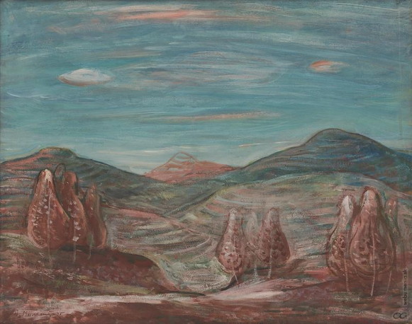 Image -- Dezyderii Myly: Landscape near Kyiov (1945).