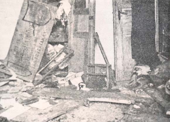 Image -- A Ukrainian co-operative in Kadlubyska (today: Luchkivtsi), Brody county, demolished during the Pacification.