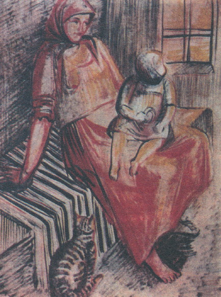 Image -- Oksana Pavlenko: Peasant Woman with Child (1926-27).