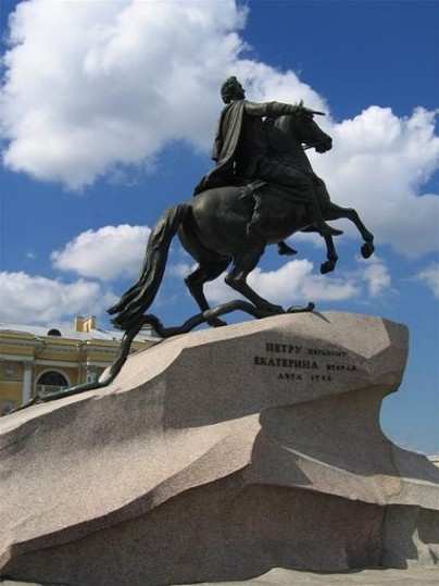 Image -- A monument of Tsar Peter I in Saint Petersburg.