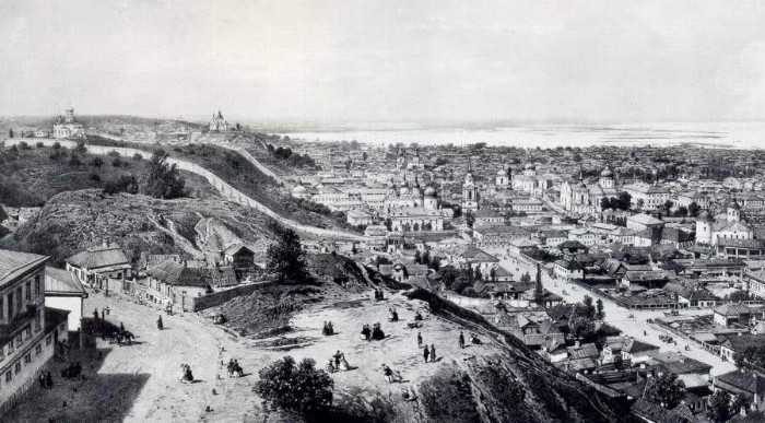 Image -- Panorama of the Podil district in Kyiv (1880 photo).
