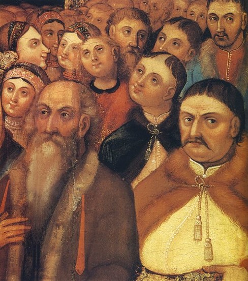 Image -- A detail of an early 18th-century Dormition icon featuring Acting Hetman Pavlo Polubotok.