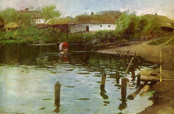 Image -- Mykola Pymonenko: At the Pond.