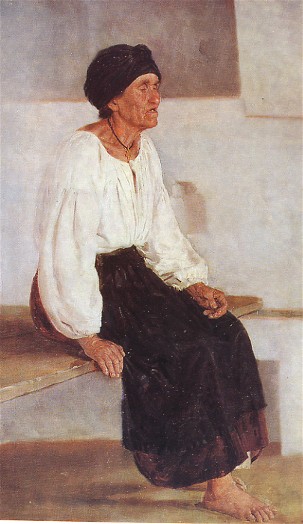 Image -- Mykola Pymonenko: A Blind Old Woman (1888).