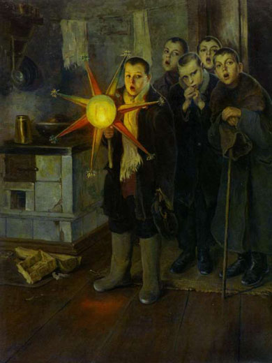 Image -- Mykola Pymonenko: Carolers (1880s).