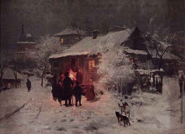 Image -- Mykola Pymonenko: Caroling (1880s).
