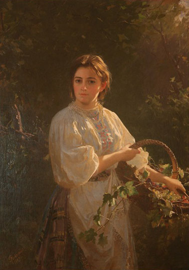 Image -- Opanas Rokachevsky: Portrait of the Artists Daughter in Her Garden.