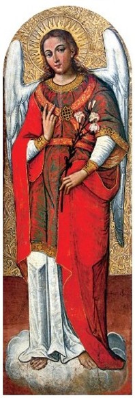Image -- Ivan Rutkovych: icon of Archangel Gabriel from the Zhovkva iconostasis (ca. 1697-99).