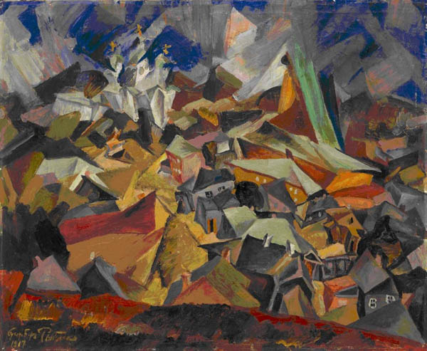 Image - Issachar Ber Ryback: A Town (1917).