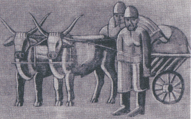 Image -- Yevhen Sahaidachny: Peasants with Oxen (early 1920s).