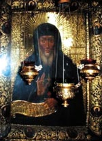Image -- Icon of Saint Anthony of the Caves in the Near Caves of the Kyivan Cave Monastery.
