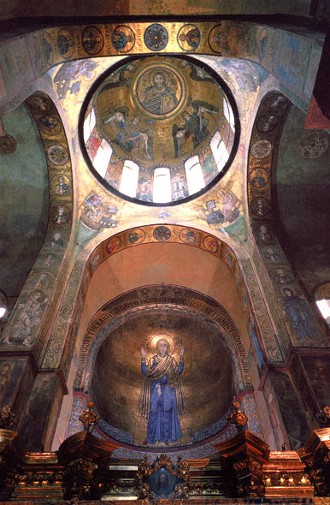 Image -- The interior of Saint Sophia Cathedral in Kyiv.