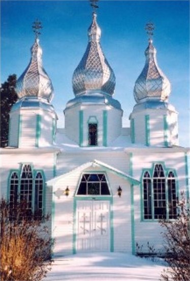 Image -- The Holy Trinity Ukrainian Orthodox Church in Canora, Saskatchewan.