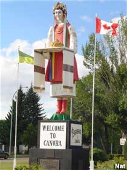 Image -- A welcome statue at Canora, Saskatchewan.