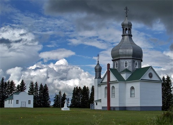 Image -- SS Peter and Paul Ukrainian Church in Isinger, Saskatchewan.