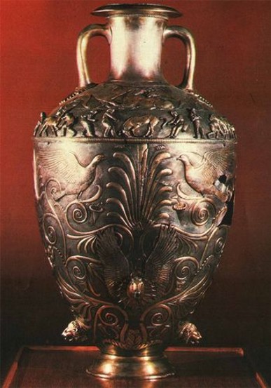 Image -- A Scythian silver amphora from the Chortomlyk kurhan.