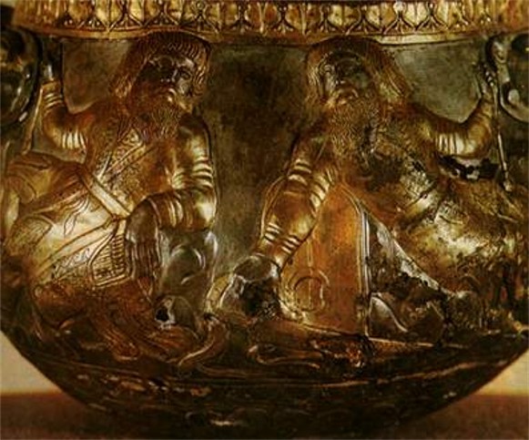 Image -- Detail of a Scythian bowl (4th cent BC) found in the Haimanova Mohyla kurhan.