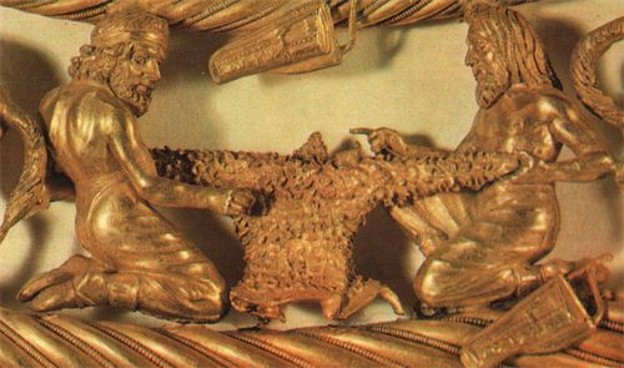 Image -- A detail of a Scythian gold pectoral from the Tovsta Mohyla kurhan, 4th century BC (Museum of Historical Treasures of Ukraine).