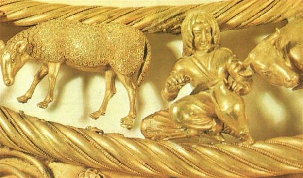Image -- A detail of a Scythian gold pectoral from the Tovsta Mohyla kurhan, 4th century BC (Museum of Historical Treasures of Ukraine).