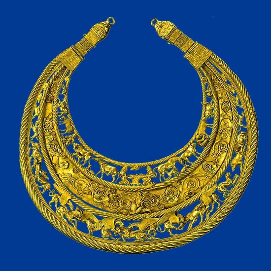 Image -- A Scythian gold pectoral from the Tovsta Mohyla kurhan, 4th century BC (Museum of Historical Treasures of Ukraine).