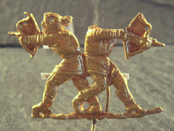 Image -- Scythians shooting with bows (gold, Panticapeum, 4th century BC).
