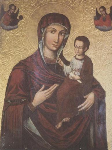 Image -- Fedir Senkovych: Icon of the Mother of God Hodigitria (1630s).
