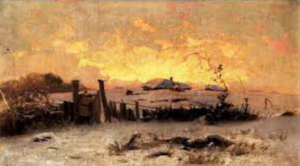 Image -- Opanas Slastion: Winter Evening. Chernihiv Region (1885).