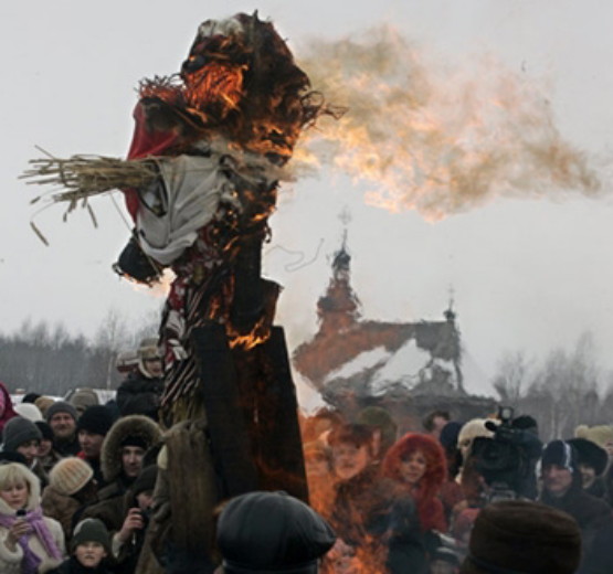 Image -- Spring rituals: the burning of a Morena effigy.