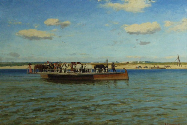Image -- Serhii Svitoslavsky: Ferry on the Dnieper (1913).