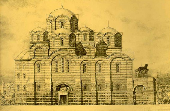 Image -- A reconstruction of the original Church of the Tithes (drawing).