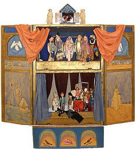 Image -- Vertep puppets and stage.