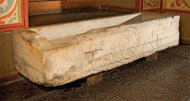 Image -- Volodymyr Monomakh's sarcophagus in Saint Sophia Cathedral in Kyiv.