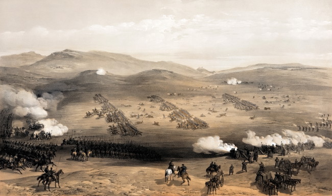 Image -- Crimean War. William Simpson: Light Cavalry Charche at Balaklava, 1854.
