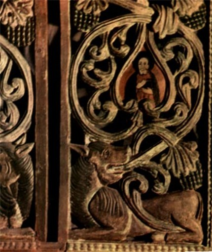 Image -- Wood carving: fragment of an iconostasis from the Carpathian Mountains region (1655).