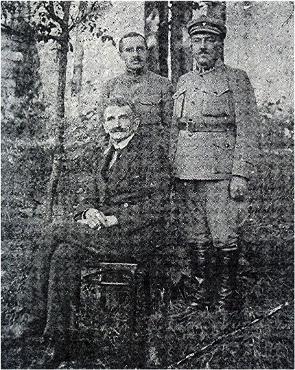 Image -- Yevhen Petrushevych, Lev Petrushevych, and Yaroslav Selezinka in Vienna.