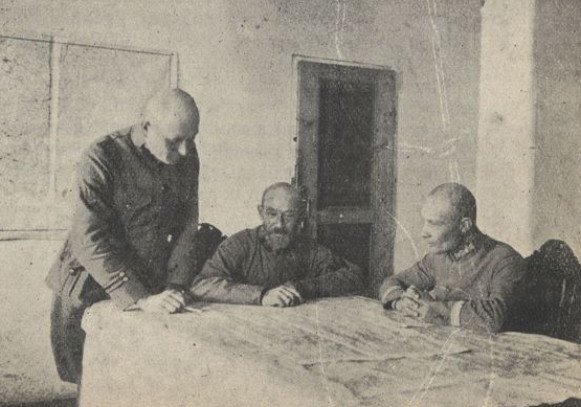 Image -- Mykola Yunakiv with гіс aides.